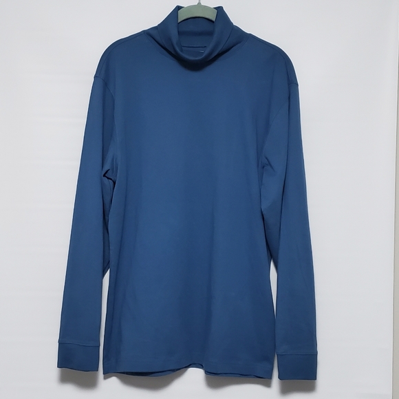 LL Bean blue long sleeve pullover turtle neck Medium Regular - Picture 1 of 4